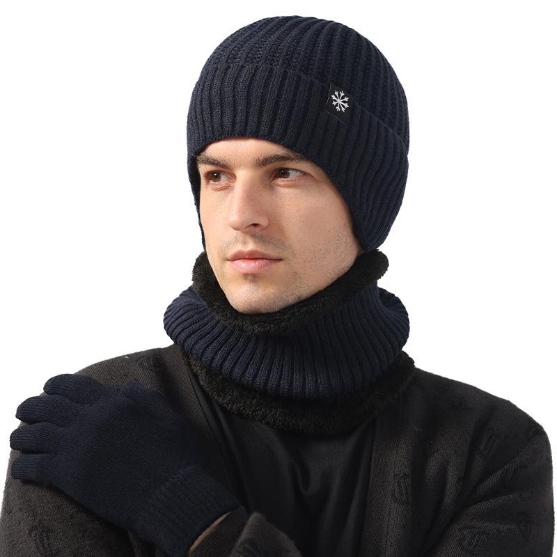 Men's Winter Wool Hat & Scarf Set: Thickened, Ear-Protecting, Cold-Proof, Warm, Knitted, Ideal for Riding