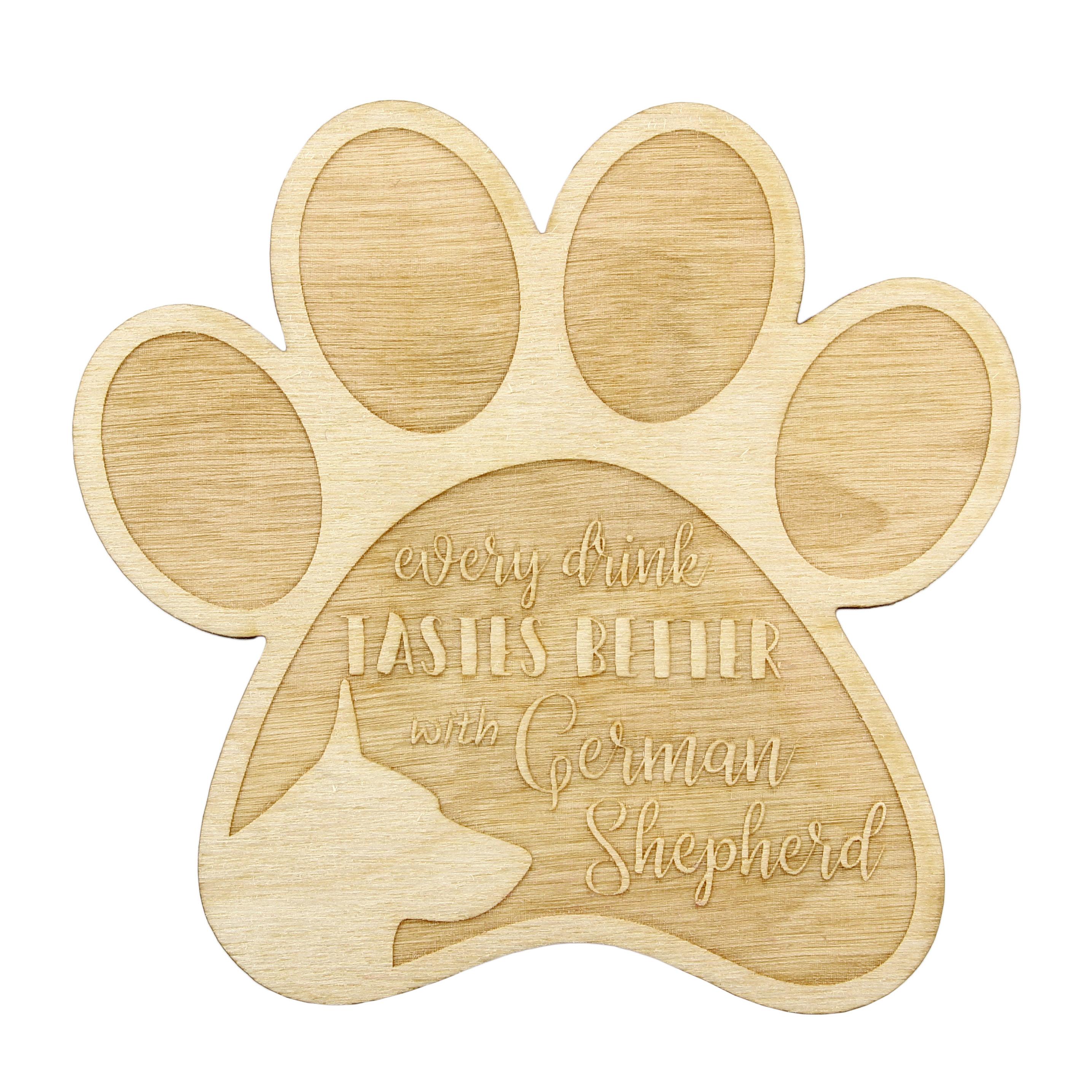 

German Shepherd Dog, Alsatian Wolf Dog - Mug coaster, engraved coaster with dog, gift for dog lover by Art-Dog brand