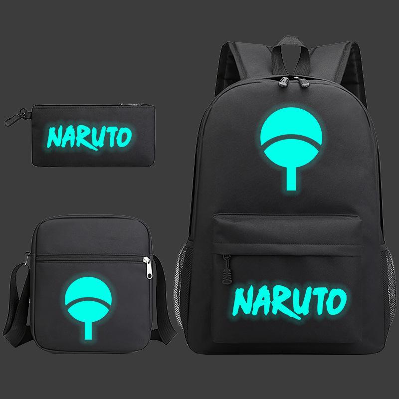 Large Capacity Schoolbag with Shoulder Strap; Student Three-piece Pencil Case Set