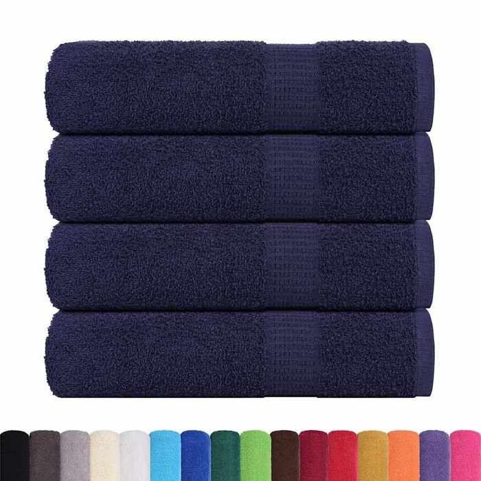 VidaXL Bath Towels 4 Pcs Navy Blue 100x150 Cm 100% Cotton, Towel, Set of Bath Towels, Towel 136789