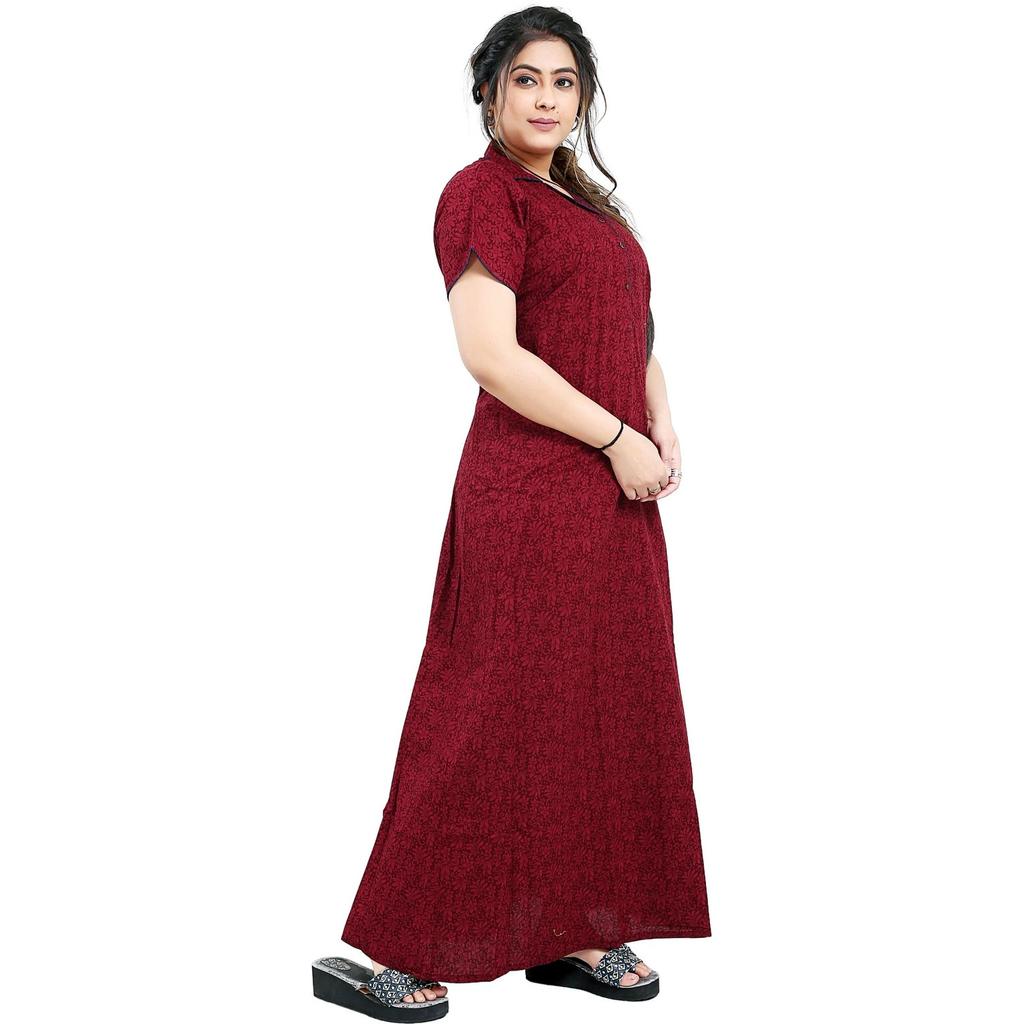 Indian Summer Wear Cotton Night Gown Beautiful Designer Casual Wear Maxi Nighty