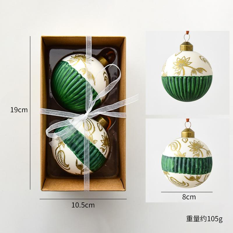 8cm 2pcs Glass Christmas Ball Ornaments Painted Luxury Christmas Tree Party Decoration Set Christmas Spheres Pendant 2025 New