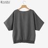 ZANZEA Women Casual V-neck Loose Summer Short Sleeve Blouse