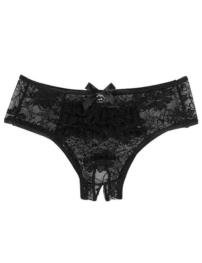 Lace perforated sexy large with floral pattern split crotch [comeondear] shorts, ruffles, women's shorts, cute, stretch, size, M~5L, open, thong,
