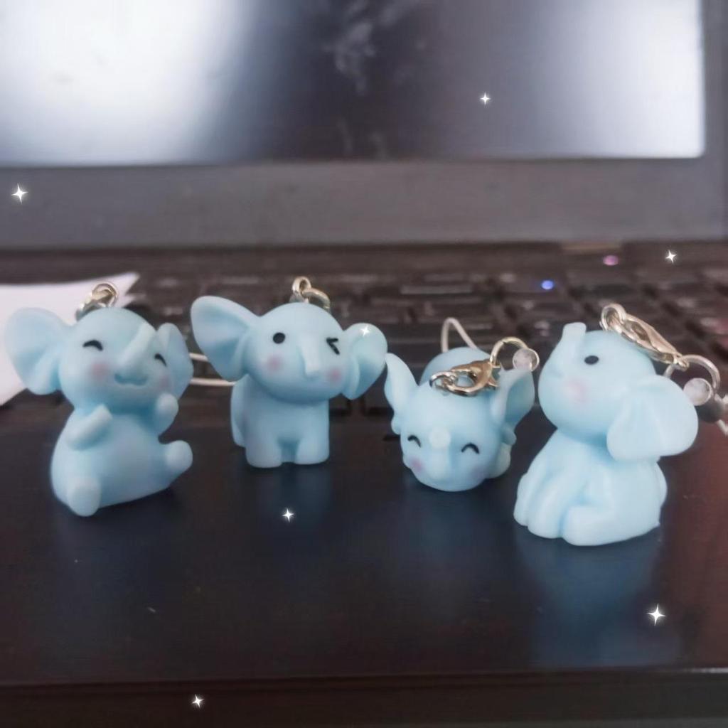 Adorable Blue Elephant Resin Ornament for Creative Desk or Miniature Scenery