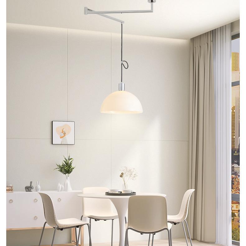 Nordic Creative Rocker Arm Pendant Light - Rotatable Walnut for Study, Kitchen, Bar.