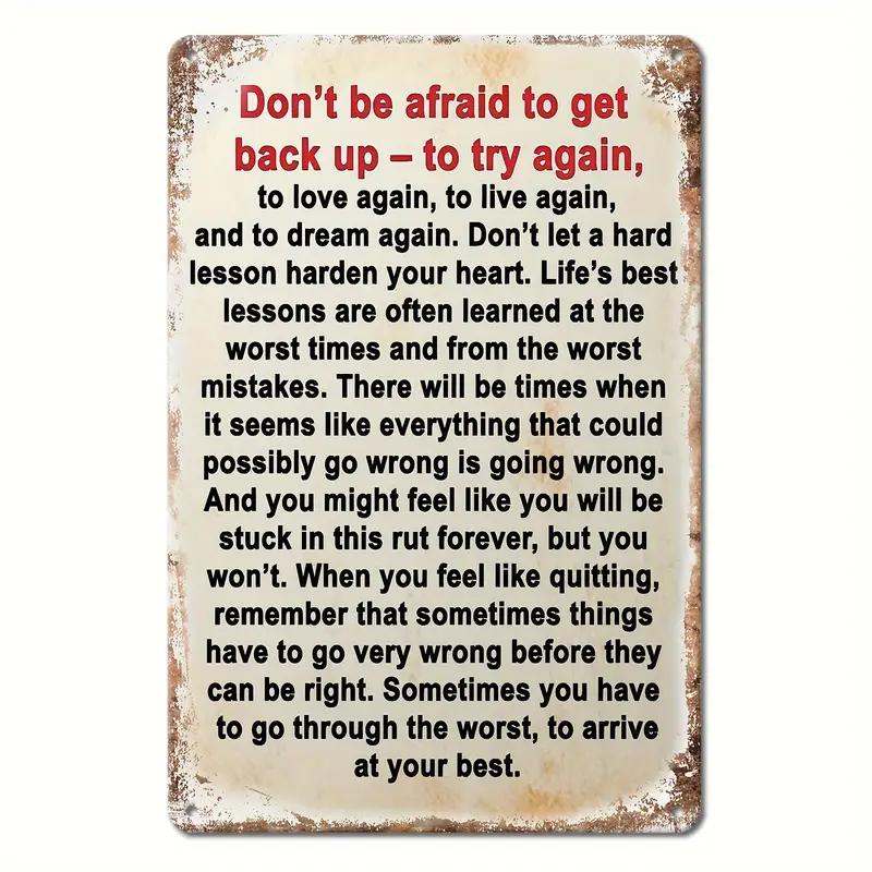 Inspirational Life Sentences Aluminium Sign,Vintage Restaurant Decoration, Cafe Bar Club Living Room  Home Wall Decor