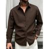 Men's Slim Vertical Striped Long Sleeved Shirt, Loose Collared Casual Shirt, Simple and Versatile Men's Top for Daily Commuting