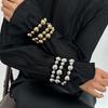SHIXIN 3Pcs/Set Trendy Gold Color Silver Color Plastics Beads Chain Bracelets for Women Hip Hop Elastic Rope Big Ball Bangles