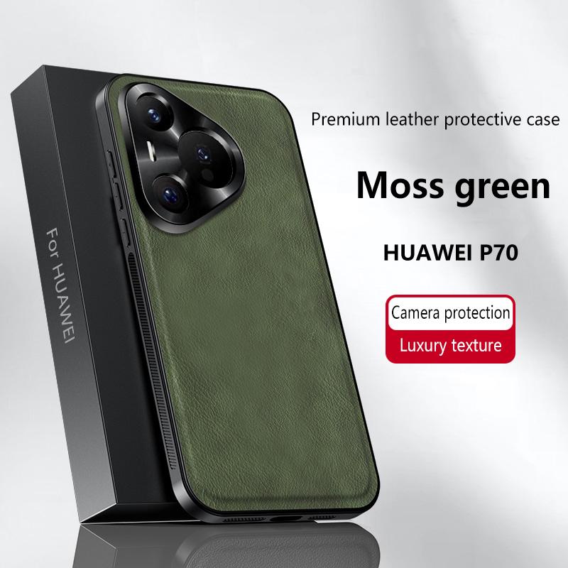 For Huawei Pura 70 P70 Case Magnetic Elegant Leather Wear-Resistant Lens Fully Covered Non-Slip Grip Edge Cover Shell