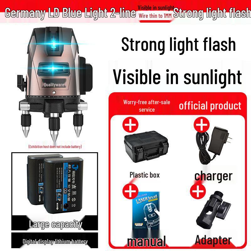 High-Precision Automatic Laser Level Tool with Green & Blue Light, 5-Line Infrared, Outdoor Use