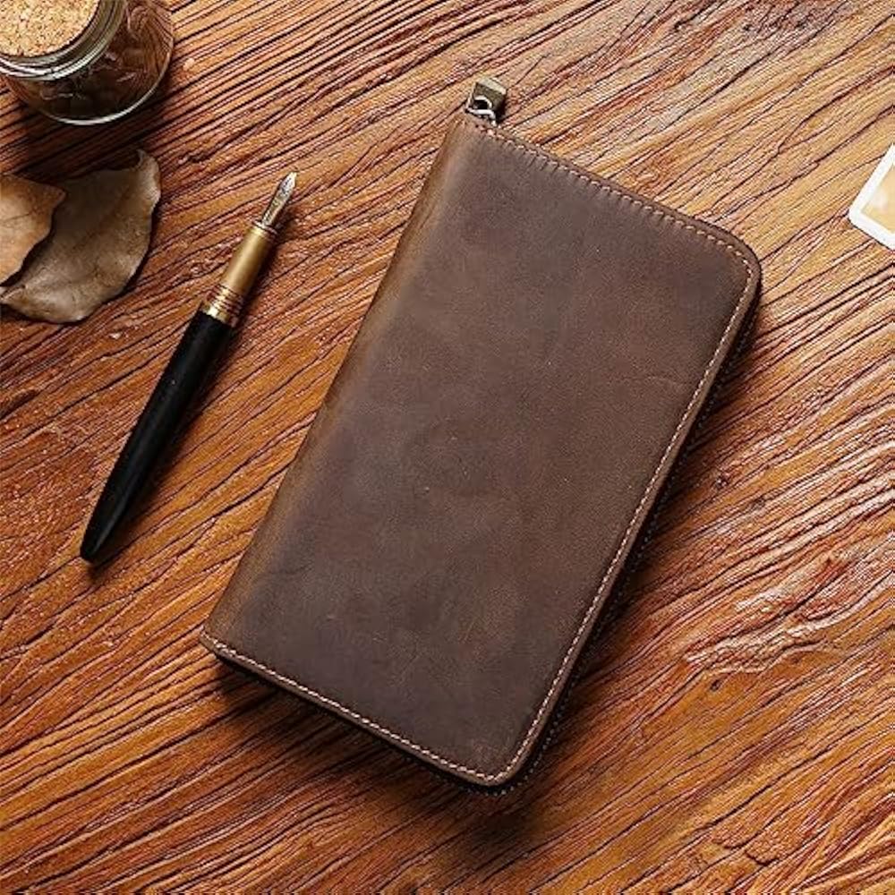 Pen case, large capacity leather pencil case, fountain pen storage, compatible with 5 pencil case...