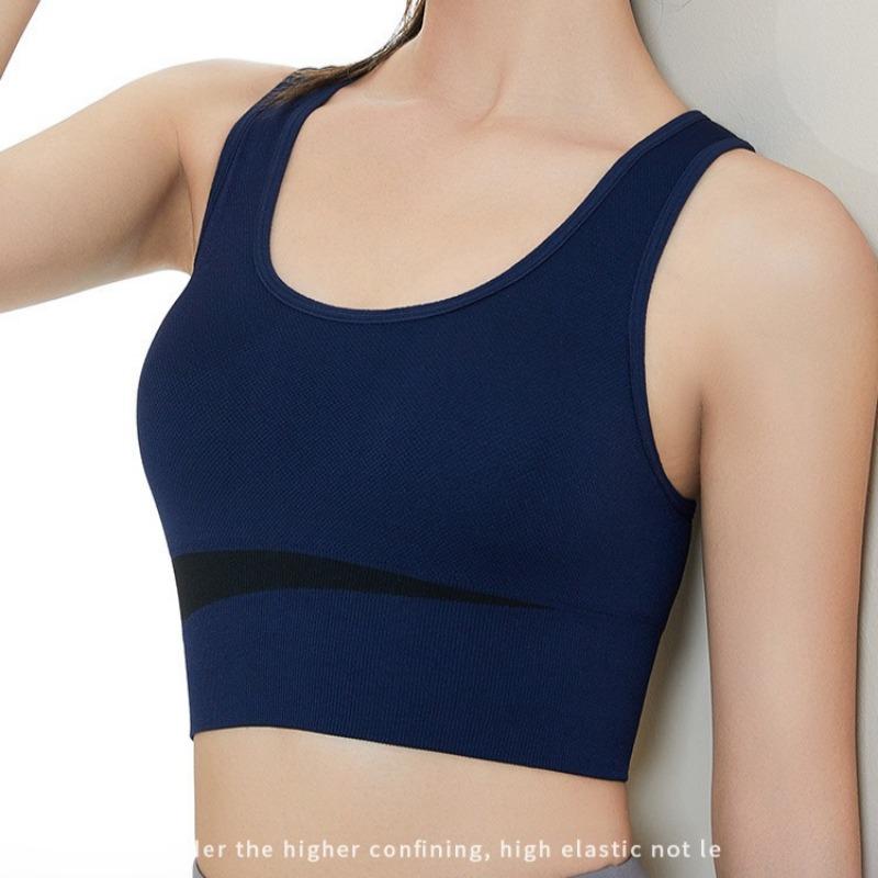 Bra Color Block Push-Up Sports Bra for Women Shockproof Beautiful Back Fitness Yoga Brassiere Wearable Outside