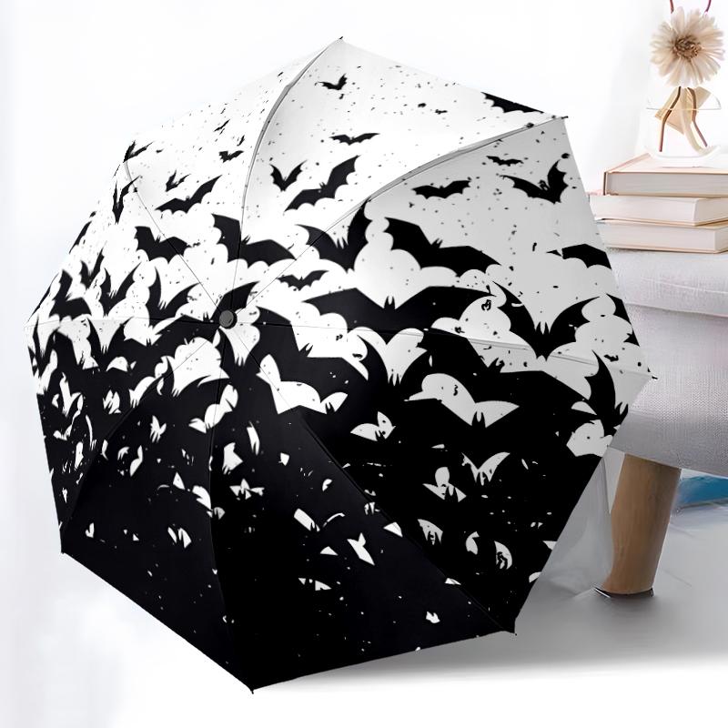 

1pc Sturdy 8-Bone Auto Umbrella, All Saints Day Bats Umbrella, Digital Printed, Foldable Umbrella for On-the-Go Outdoor Use