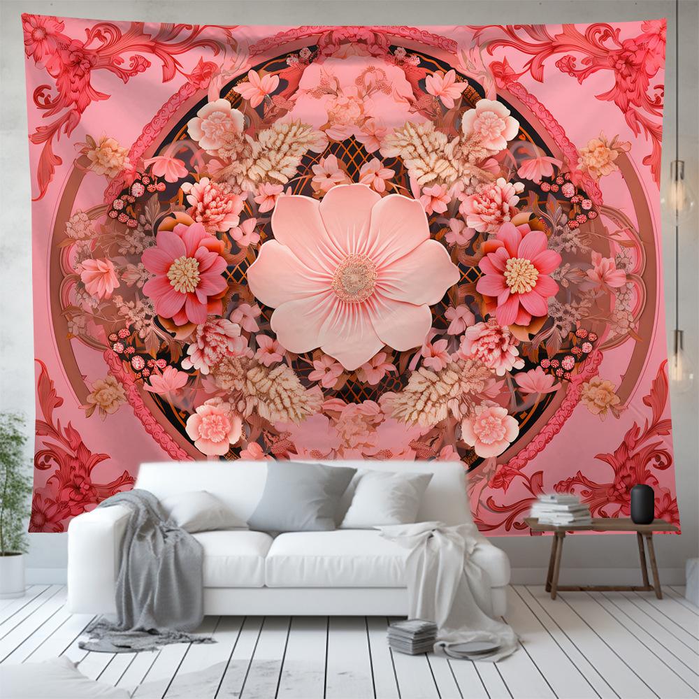 Chic Pink Floral Tapestry Flower Plant Series Wall Hanging Background Cloth Nordic Home Living Room Bedroom Decor Tapestries