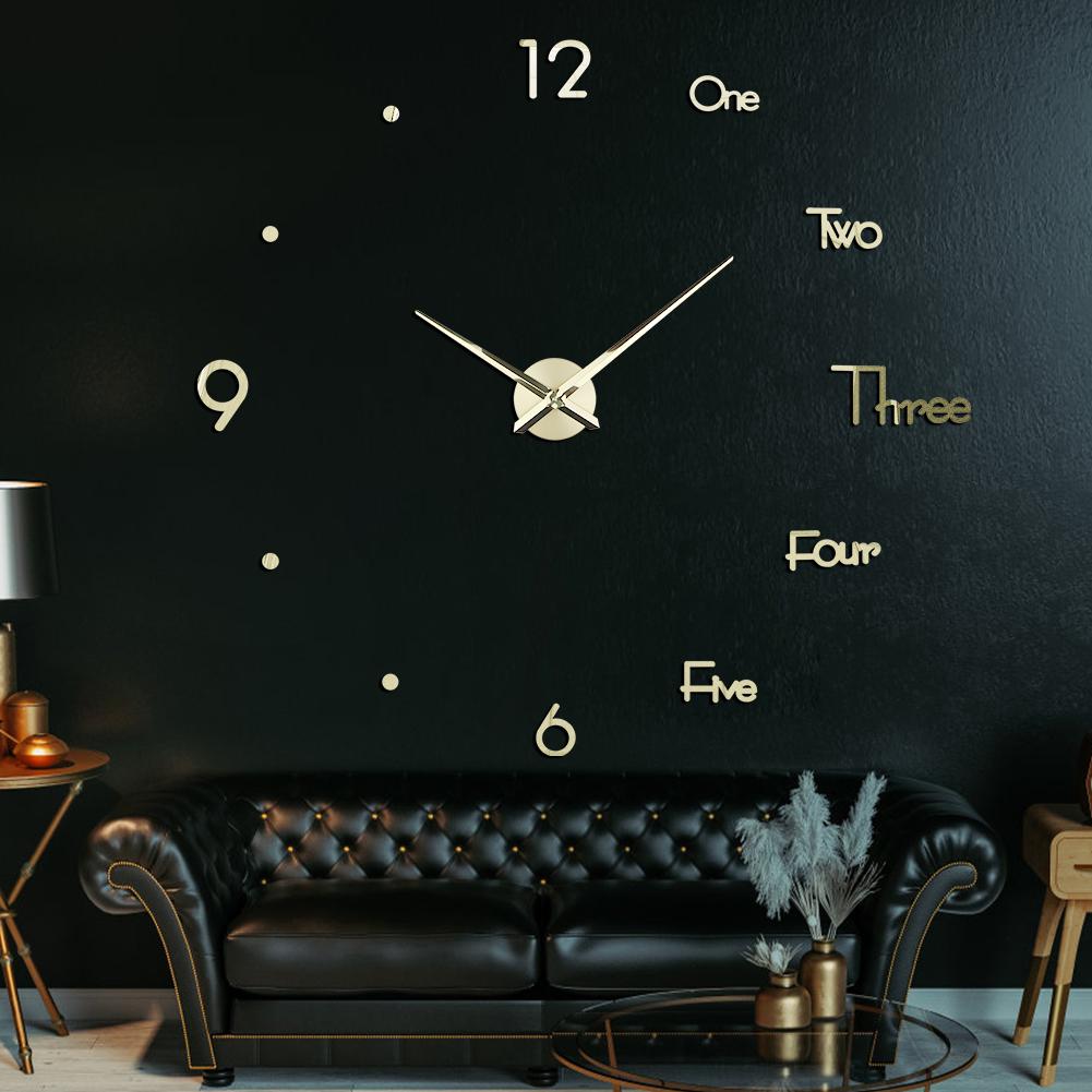 City Art Unique Nordic Luxury Acrylic Sticker Silver Big DIY 3D Home Decoration Modern Wall Clocks Wall Horloge Reloj Pared
