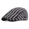 Striped beret, literary blue cap, men's and women's forward hats, thin retro visor, hat