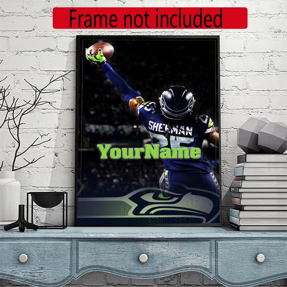 Seattle Seahawks Customize Text Diamond Painting Round Diamond Mosaic Suitable For Beginners Diamond Painting Rhinestones Gift Frameless
