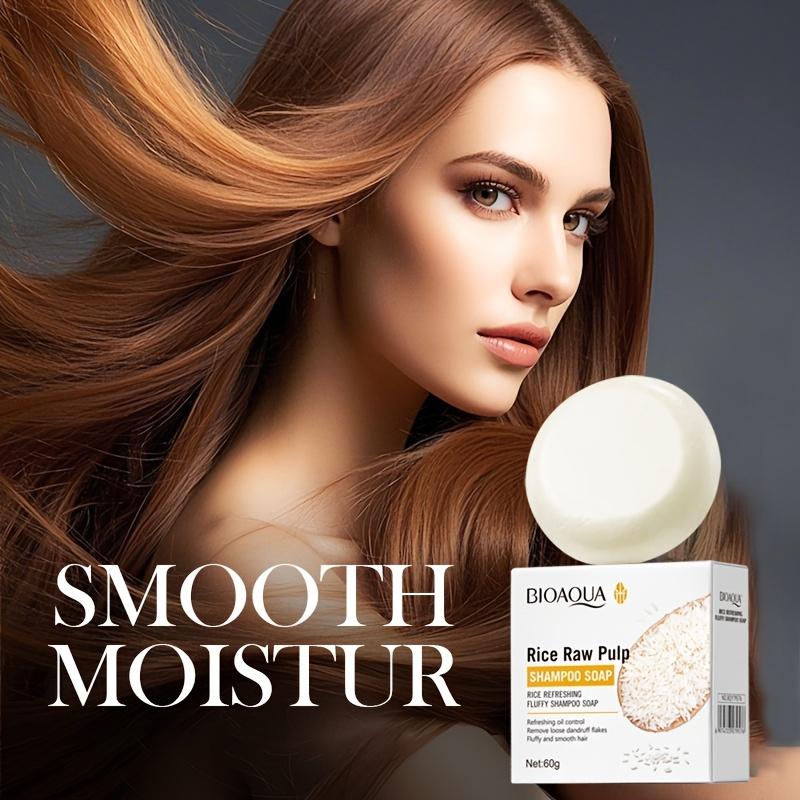 Rice Puree Deep Cleansing Shampoo Soap,Remove Loose Dandruff Flakes,Split Ends,Moisturize and Smooth Hair,Fresh Oil Control Cleaning Soap