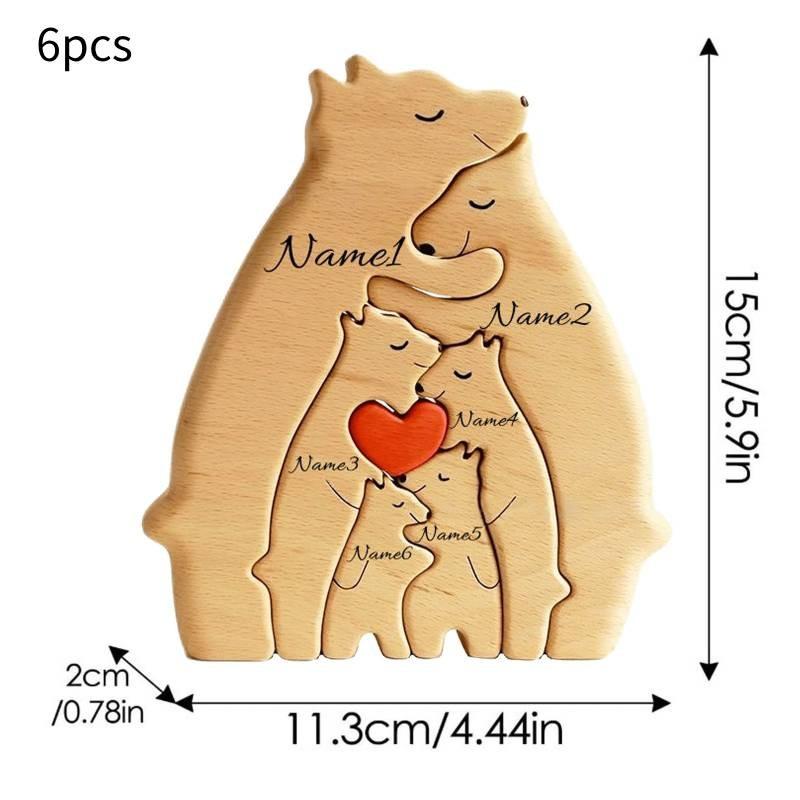 Personalized Bear Hug Garnish Wooden Puzzle Toy Family Bear Educational Xmas Toy