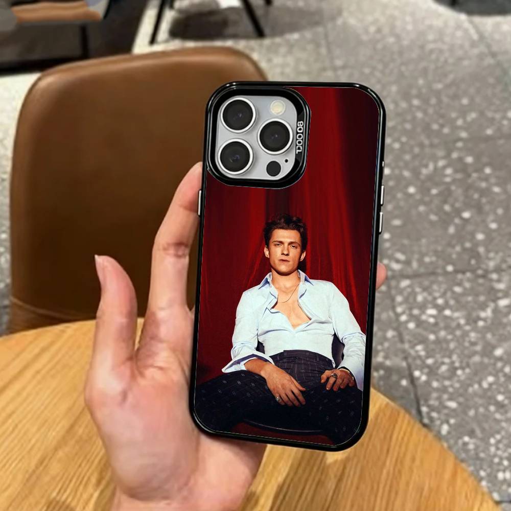 Handsome British Actor Tom Holland   Phone Case For iPhone17,16,15,14,13,12,11 Plus,Pro Max Colored Silver Plated Inside Cover