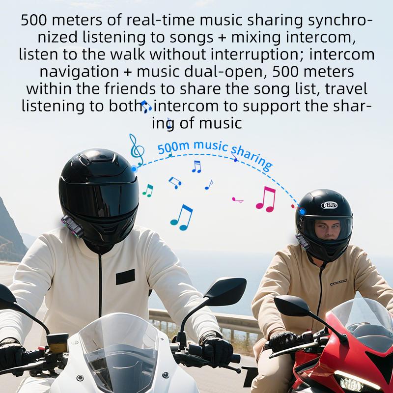 1/2pcs Motorcycle Intercom Headset Helmet 500M Distance For 2 Riders intercommunicator Waterproof Music Sharing Moto Interphone