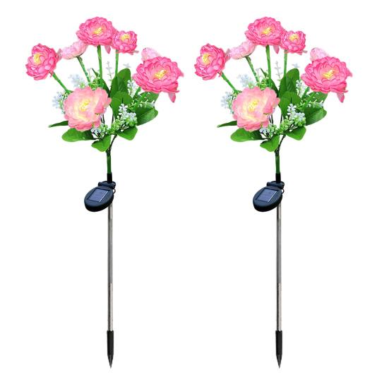 1 Pair Outdoor Solar Lights LED Flower Lamps Automatic On/Off IP44 Waterproof Easy to Install Wireless Garden Solar Lights