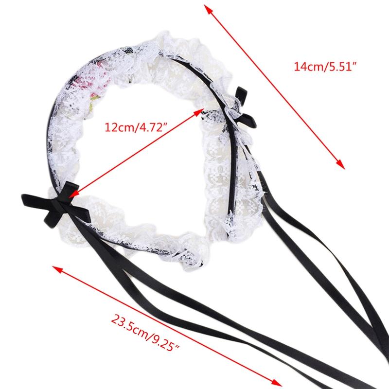Liebliches Süßes Haarband Anime Maid Cosplay Stirnband Lolita Rüschenspitze Kopfschmuck Handgefertigt Schleife Haarschmuck