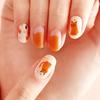 Warm-Tone Nail Stickers 24pcs | Self-Adhesive Strips, Caramel&Plaid Mix, Quick 5-Min Manicure