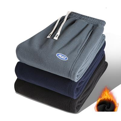 Autumn and Winter Velvet Long Pants for Men, Casual Plus Velvet Cropped Pants, Ankle Tied Sports Sweatpants, Plus Size Pants