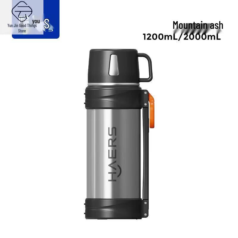 HAERS 2L Large Capacity Outdoor Portable Insulated Stainless Steel Water Bottle