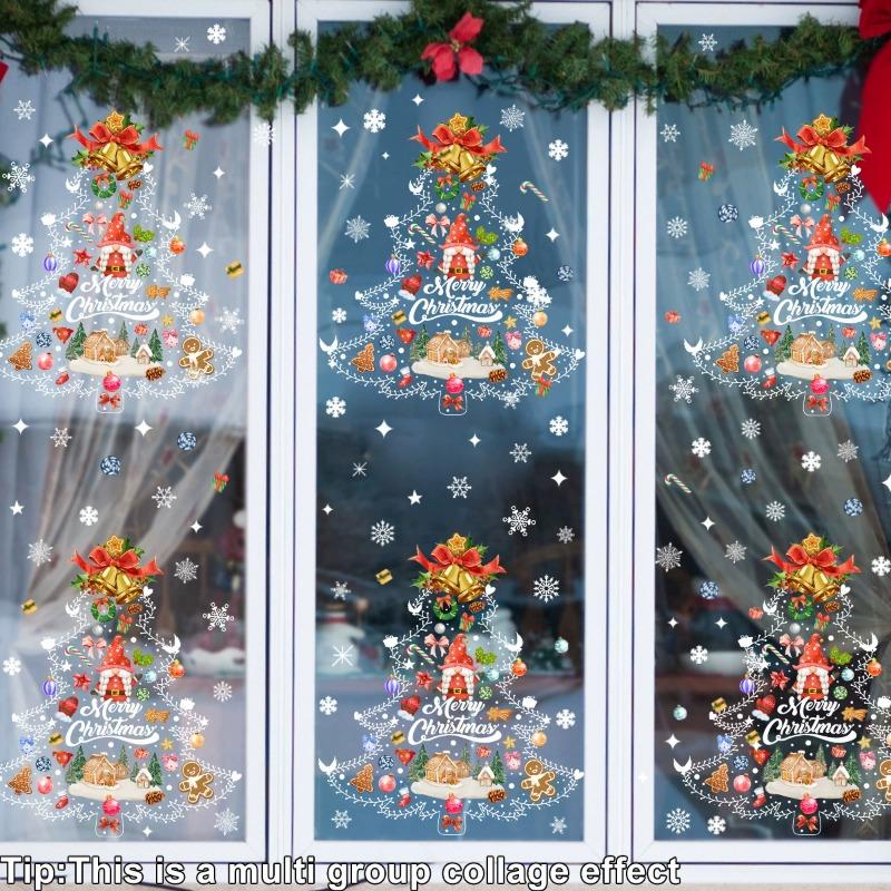 Christmas Cute Cartoon Snowflake Santa Claus Window Stickers New Year Festival Decals for Bathroom Glass Door Xmas Home Decor