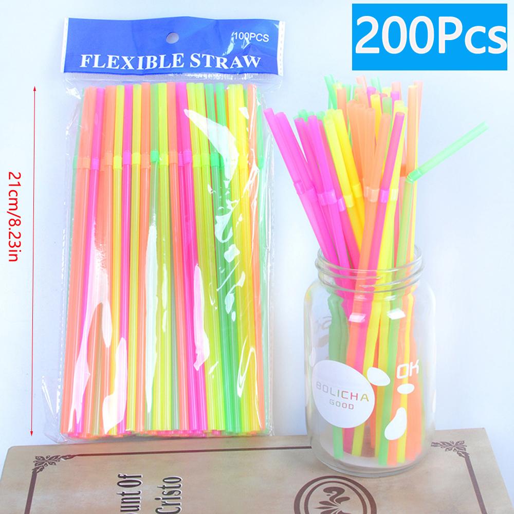 100/1000/5000/10000KS Barevná plastová brčka na pití Mléčný čaj Bar Párty Svatba Kuchyňské domácí doplňky Nápojové brčko