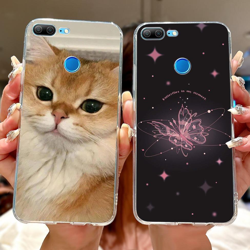 Clear For Honor 9 Lite Case Cute Cat Luxury Fashion Flowers Cool Boys Soft Bumper Cover For Honor 9Lite LLD-L21 Phone Case 5.65"