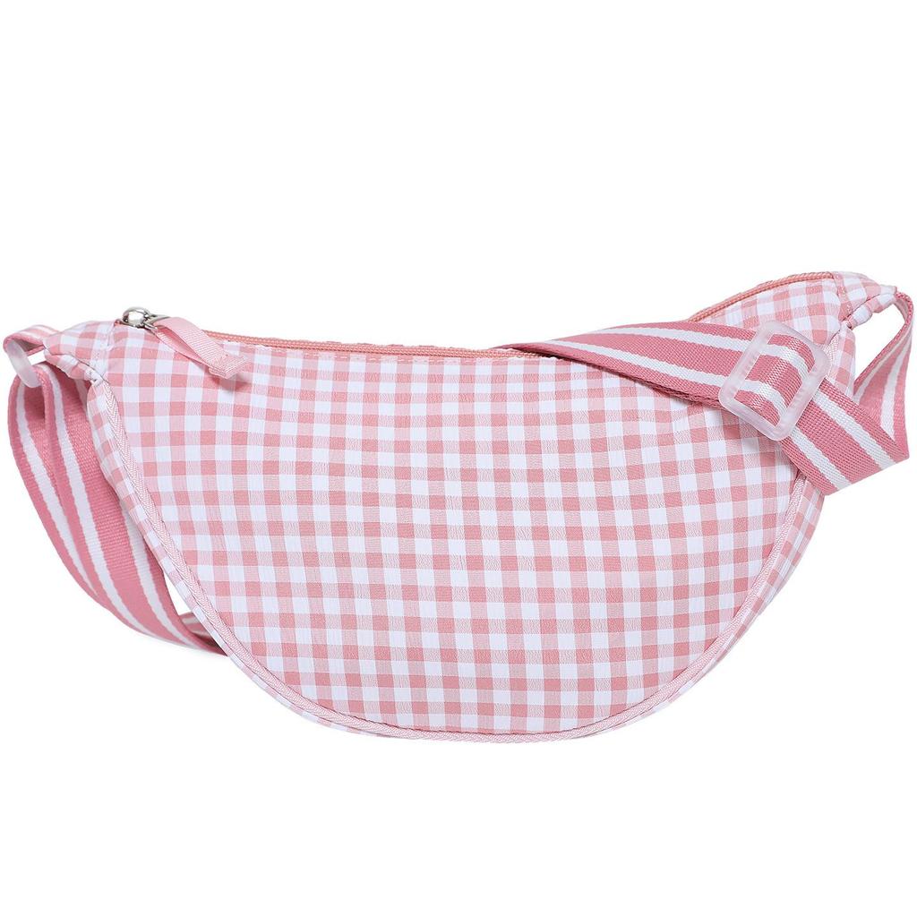 Checkered Dumpling Bag for Commuting Women, Trendy Crossbody Bag, Lightweight Small Crossbody Bag