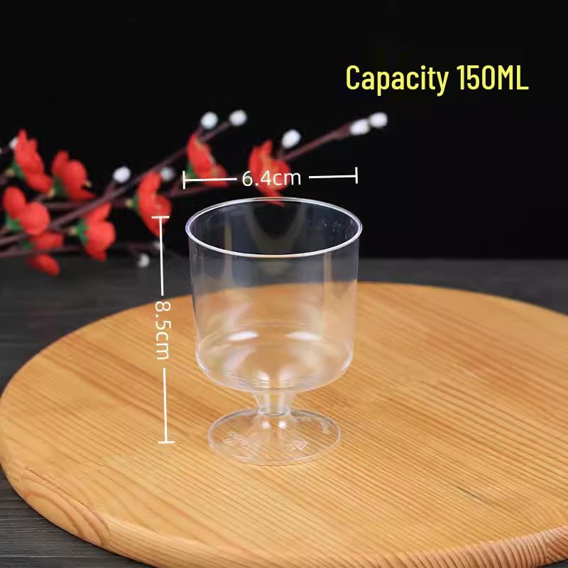 High-Stemmed Disposable Transparent Cup for Desserts, Pudding, Milkshakes, Mousse, Ice Cream, Red Wine, or Champagne.