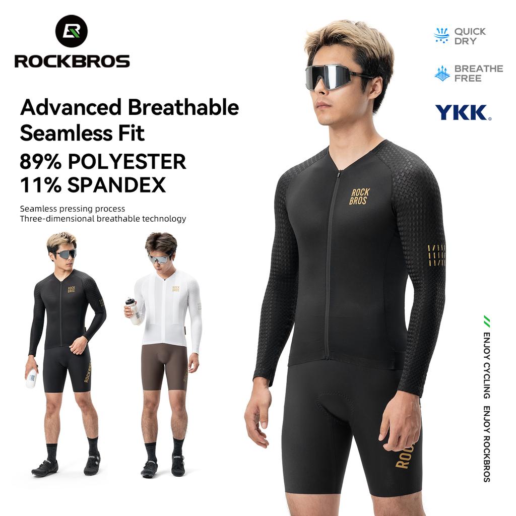 ROCKBROS Radtrikot Frühling Herbst Leicht Hohe Elastizität Langarm Fahrradtrikot Feuchtigkeitstransportierend Atmungsaktiv MTB Bike Trikot