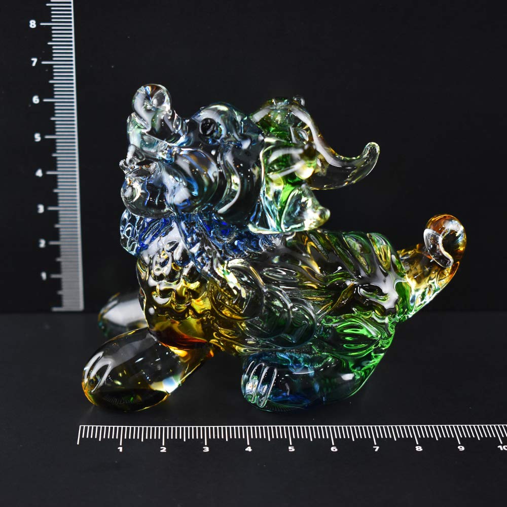 Cute Handmade Glass Crafts: Auspicious Pixiu (Hikyu) Small Colorful Pair