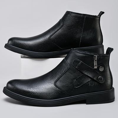 British Style Luxury Banquet Dress Boots Men’s Pointed Toe Shoes for Wedding Winter High Top Men's Leather Ankle Boots Cotton