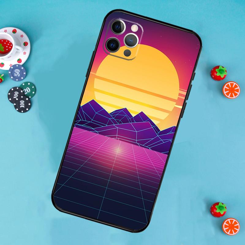 

80S Vaporwave Retro Synthwave Phone Case For iPhone 17 Air 15 14 13 12 11 16 Pro Max 13 12 mini 15 16 Plus 16e Cover Funda iPhone 16e