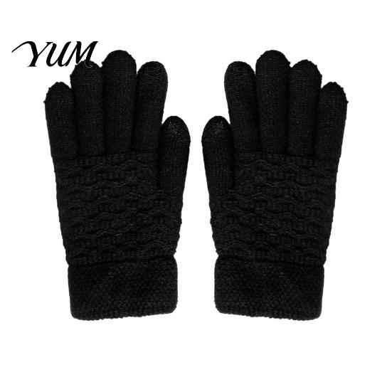 Warm Knitted Gloves for Cycling 1 Pair Winter Fleece Lined Women Men, Cold Double Layer Heat Storage Weather Thermal Gloves, Thickened Knit