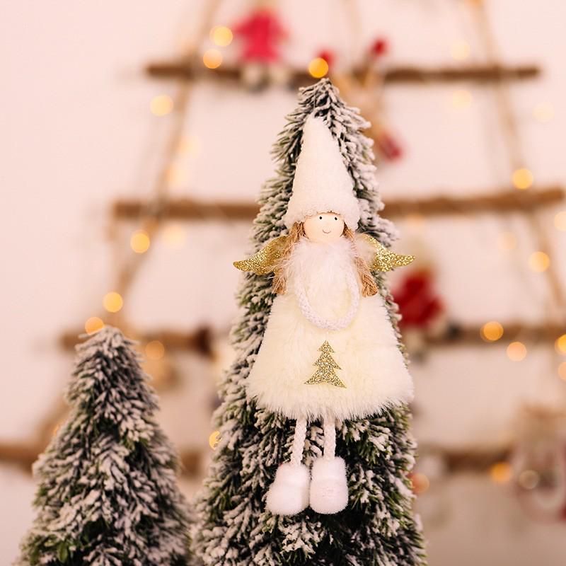 Roztomilé plyšové panenky andělů s peříčky, ozdoby na vánoční stromek pro přeshraniční dekoraci