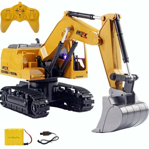 Multifunctional Excavator, RC Bulldozer, RC Car, Kids' Toy Car, Radio Control Construction Vehicle Toy, Large Size (Yellow)
