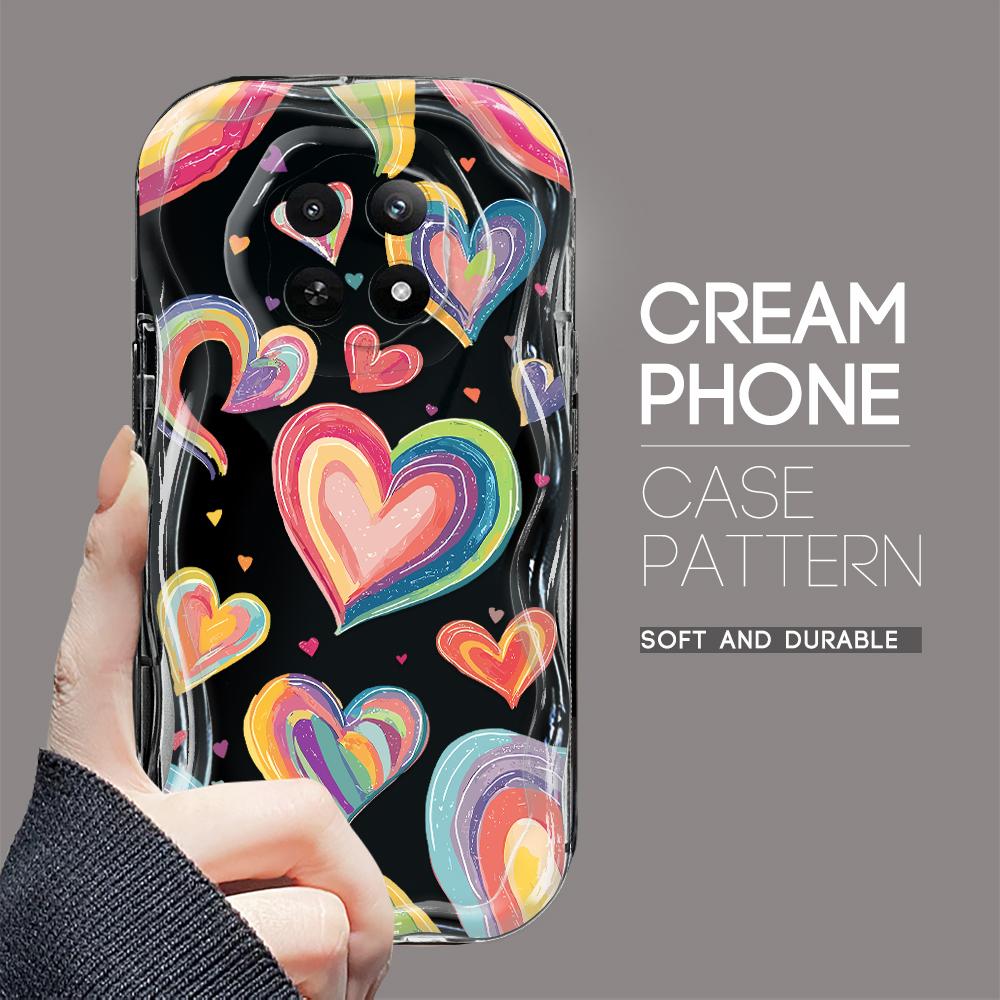 Carcasă cu textura cremă cu model de desene animate, cu margine ondulată, husă din silicon moale pentru telefon pentru OPPO Reno Realme OnePlus Vivo