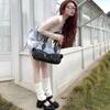 New niche retro contrasting color shoulder bag denim splicing underarm handbag fashion trend messenger bag women