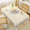 1PC Plant Flower Pattern Dining Table Cloth Retro Elegant PVC Rectangular Tablecloth Waterproof Oil-proof Wear-resistant Durable
