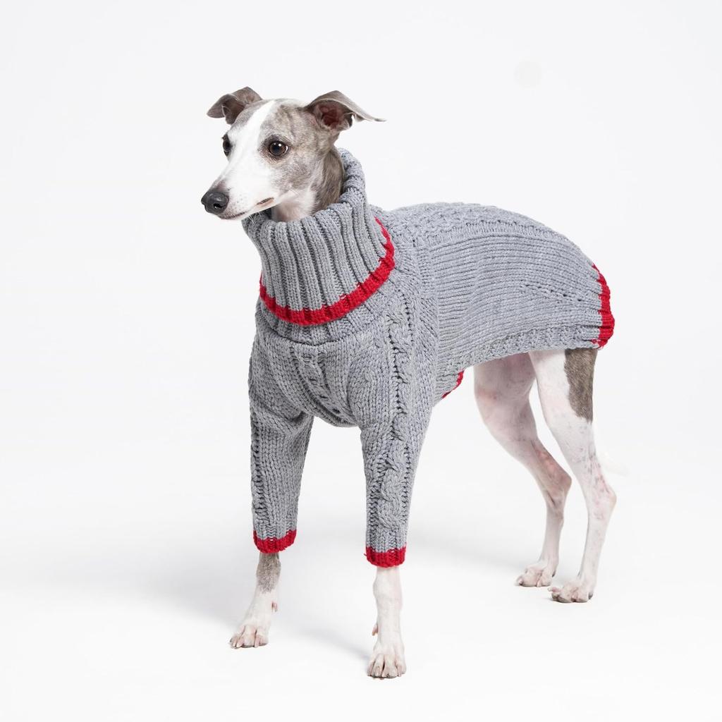 Italian Greyhound Clothes, Warm Sweater for Whippets, Dog Onesie, Two-Legged Turtleneck Warm Sweater for Small Medium Dogs (Small, Grey)