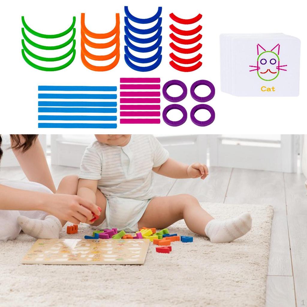 Construction Sticks and Rings Shape Puzzle Montessori Matching Toys Gift Building for
