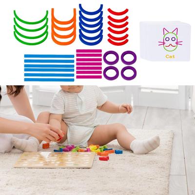 Construction Sticks and Rings Shape Puzzle Montessori Matching Toys Gift Building for