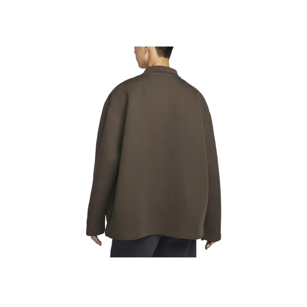 Nike Tech Fleece Reimagined Solid Loose Long Sleeve Polo Shirt Men tops Baroque-Brown FZ7571-237